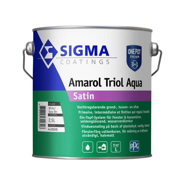 akrilna pokrivna barva sigma amarol triol wv satin 2,5l bela