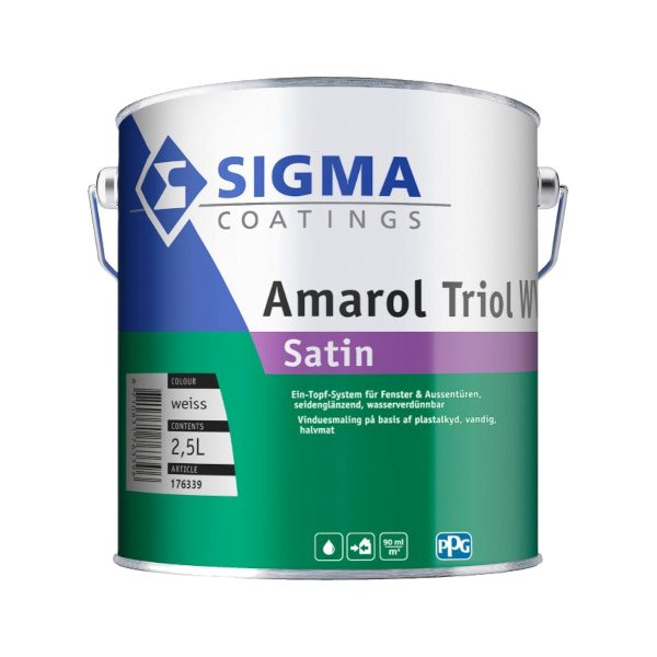akrilna pokrivna barva sigma amarol triol wv satin 2,5l bela
