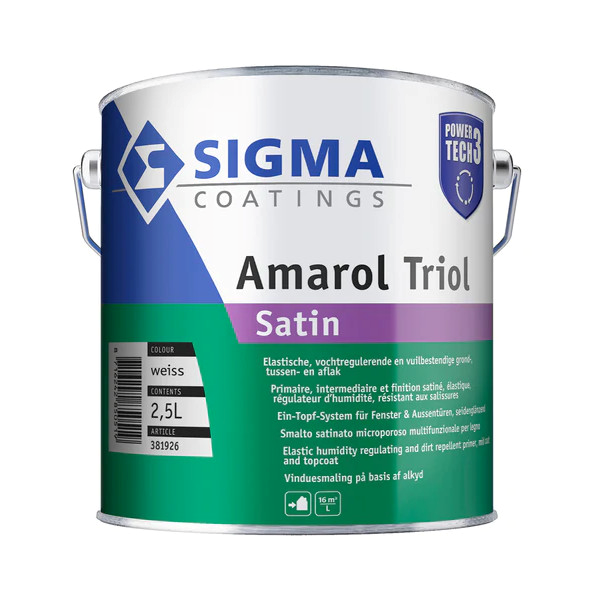 alkidna pokrivna barva sigma amarol triol satin 2,5l bela