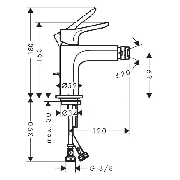 armatura za bide zebris, 72579000, hansgrohe