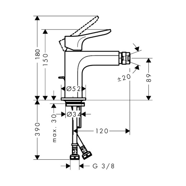 armatura za bide zebris črna, 72579670, hansgrohe