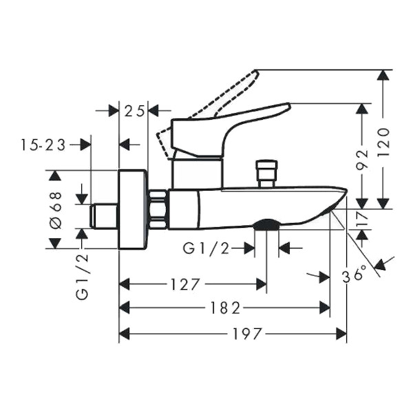 armatura za kad zebris stenska, 72575000, hansgrohe