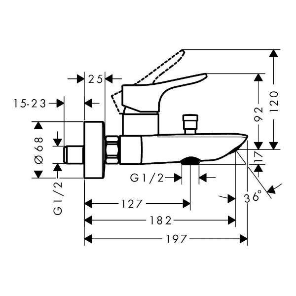 armatura za kad zebris stenska, črna, 72575670, hansgrohe