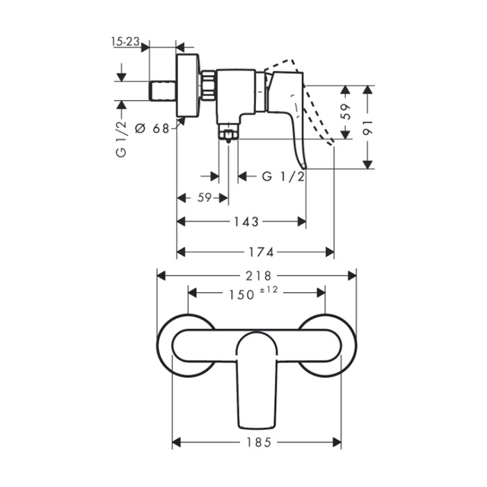 armatura za tuš metris stenska, 31680000, hansgrohe