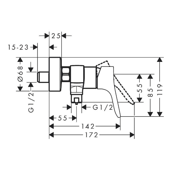 armatura za tuš zebris stenska, 72578000, hansgrohe