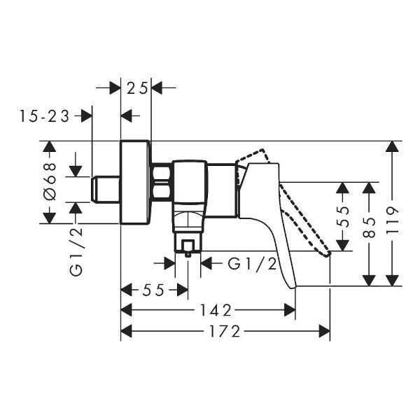 armatura za tuš zebris stenska, 72578000, hansgrohe