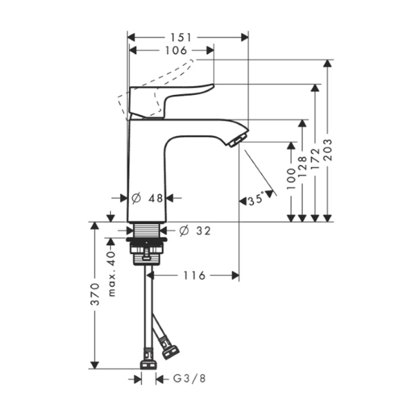 armatura za umivalnik metris, 31084000, hansgrohe