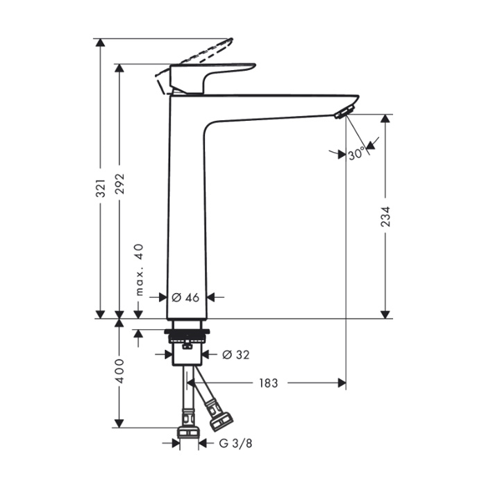 armatura za umivalnik talis e, visoka, 71717000, hansgrohe