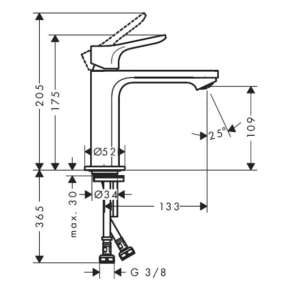 armatura za umivalnik zebris coolstart črna, 72571670, hansgrohe