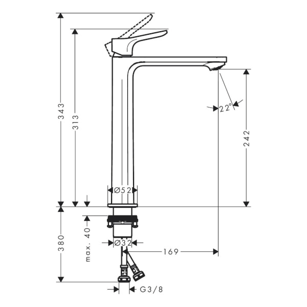 armatura za umivalnik zebris visoka coolstart, 72593000, hansgrohe