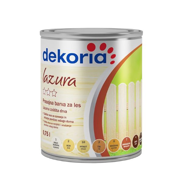 barva za les dekoria lazura oreh 0,75l