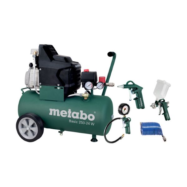 batni kompresor oljni basic 250-24 w + pnevmatsko orodje lpz 4 set, metabo