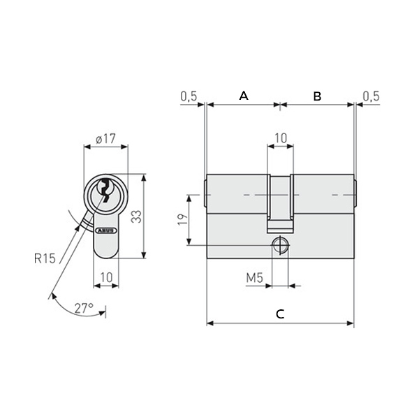 cilindrični vložek abus e45n 35/45 80mm