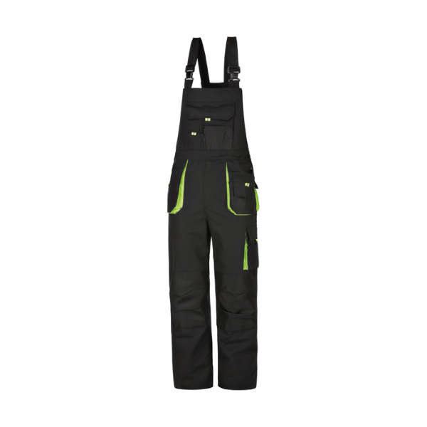 delovne hlače z naramnicami farmer št.52 črno-zelene, triuso