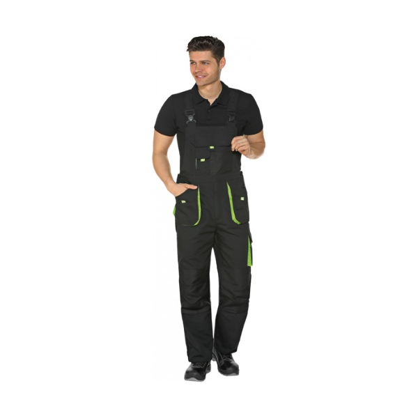 delovne hlače z naramnicami farmer št.56 črno-zelene, triuso