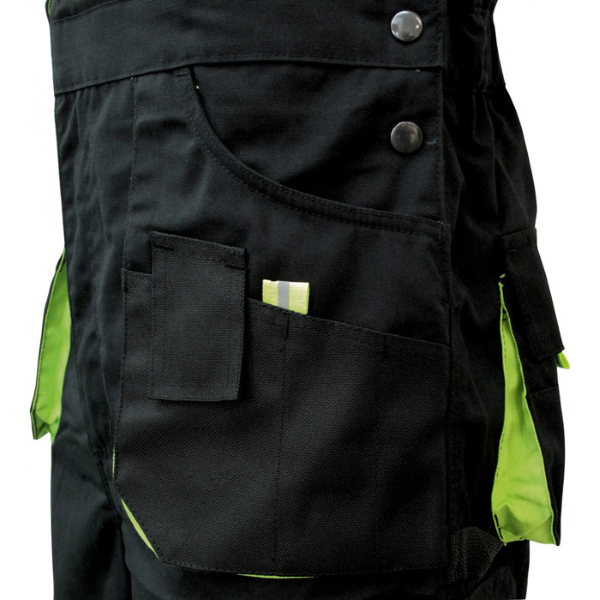delovne hlače z naramnicami farmer št.58 črno-zelene, triuso