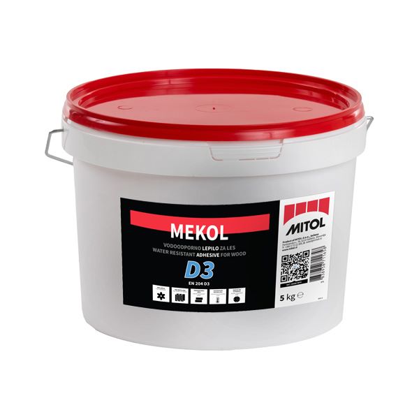 disperzijsko lepilo za les vodoodporno mekol d3 5kg, mitol