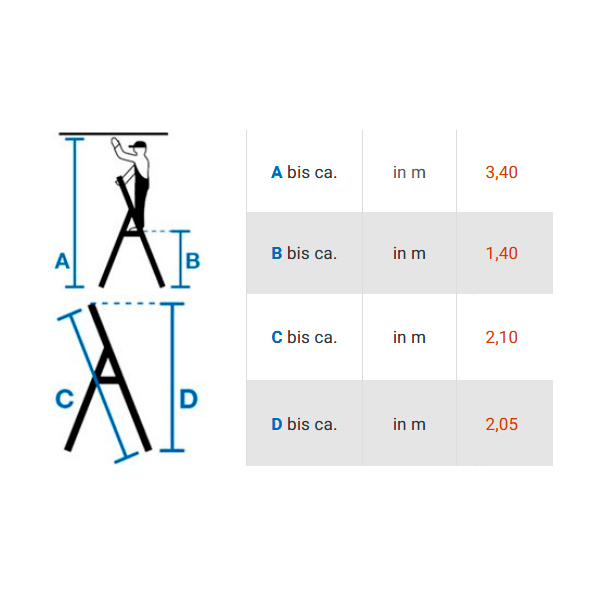 dvodelna alu hišna lestev, 7 stopnic, krause