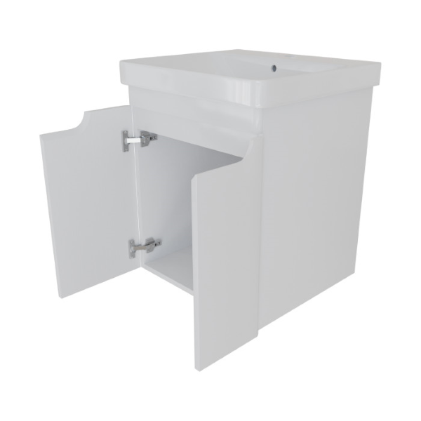kopalniška omarica z umivalnikom linea elegant bela 50cm