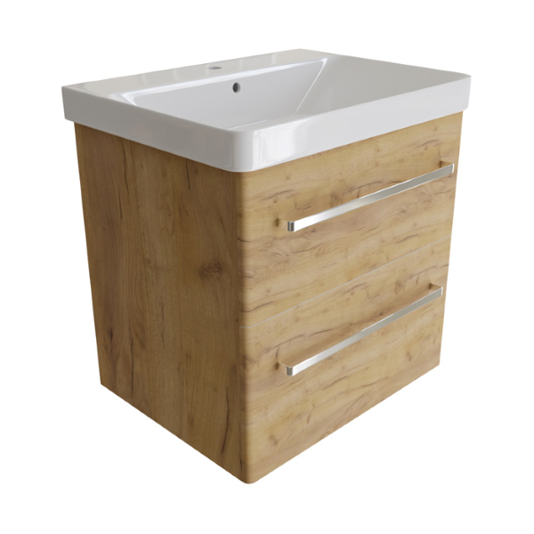 kopalniška omarica z umivalnikom linea gold oak 60cm