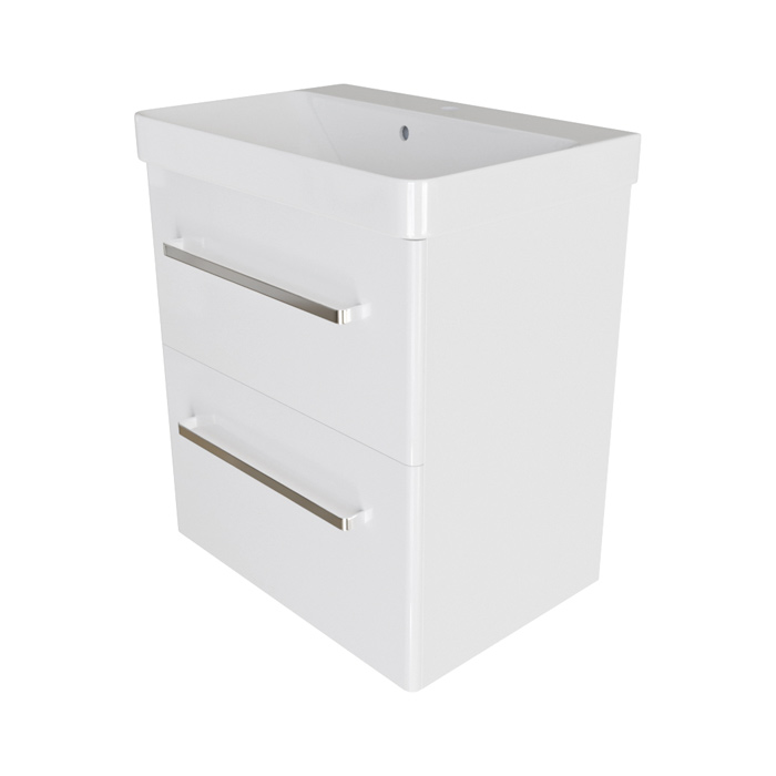 kopalniška omarica z umivalnikom linea slim bela 55cm