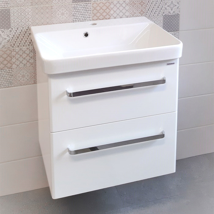 kopalniška omarica z umivalnikom linea slim bela 55cm