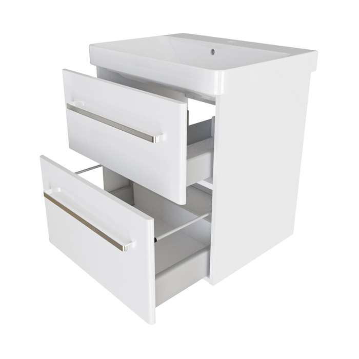kopalniška omarica z umivalnikom linea slim bela 55cm