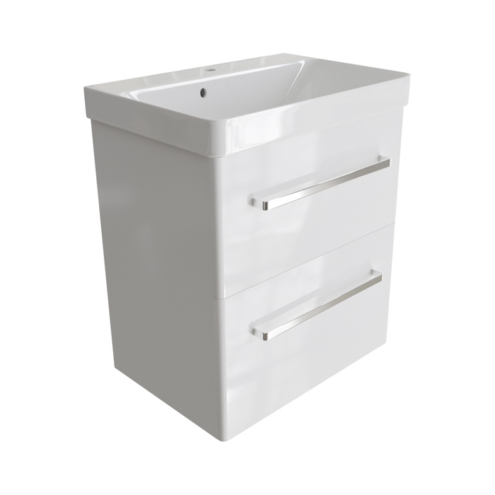 kopalniška omarica z umivalnikom linea slim bela 55cm