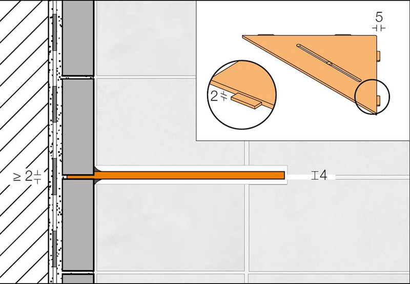 kotna polica odlagalna shelf-e-s1 curve, inox, schlüter