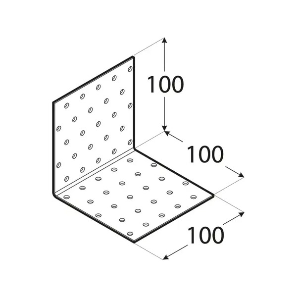 kotni veznik 100x100x100mm perforiran pocinkan