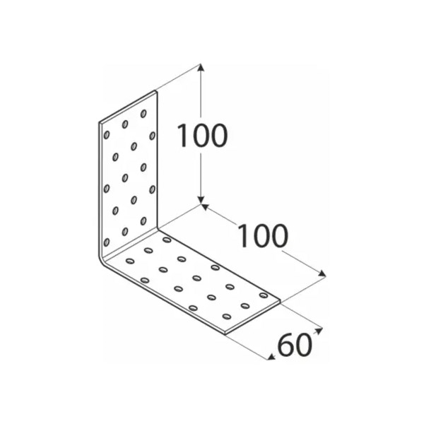 kotni veznik 100x100x60mm perforiran pocinkan