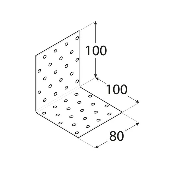 kotni veznik 100x100x80mm perforiran pocinkan