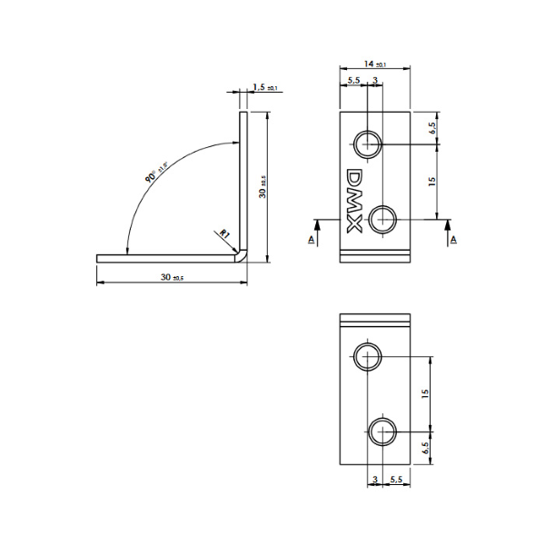 kotni veznik 30x30x14mm ojačan pocinkan