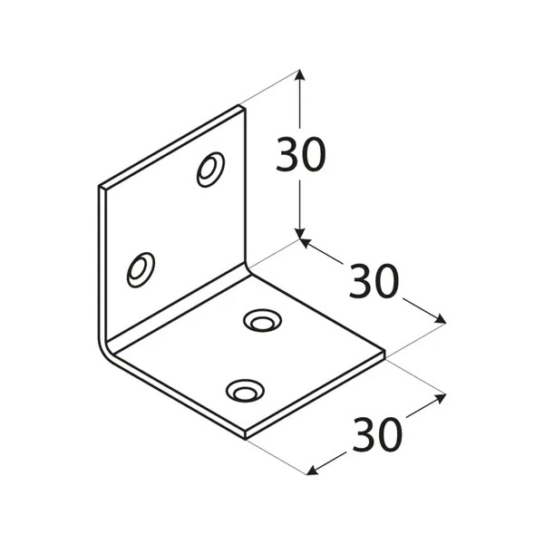 kotni veznik 30x30x30mm enakostranični rumeno cinkan