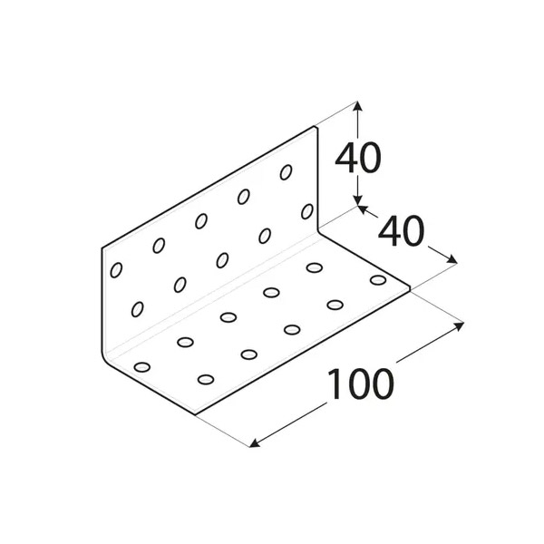 kotni veznik 40x40x100mm perforiran pocinkan