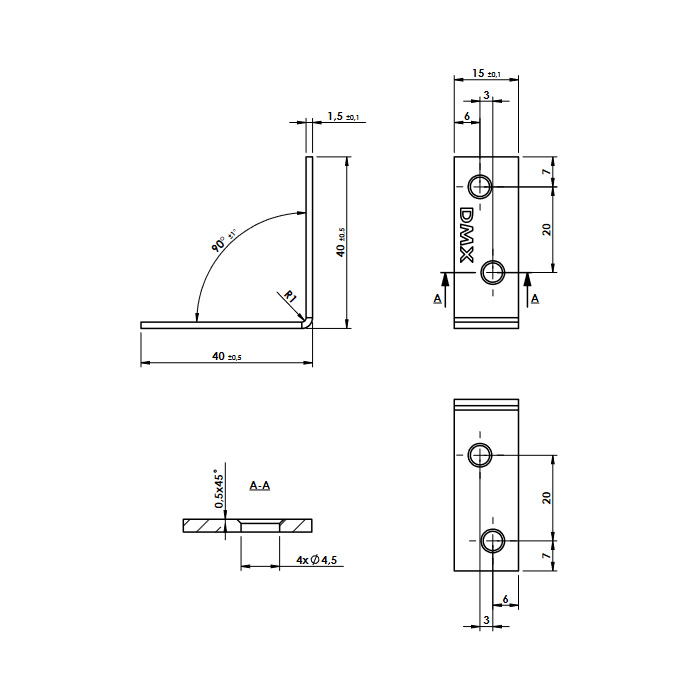 kotni veznik 40x40x15mm ojačan pocinkan