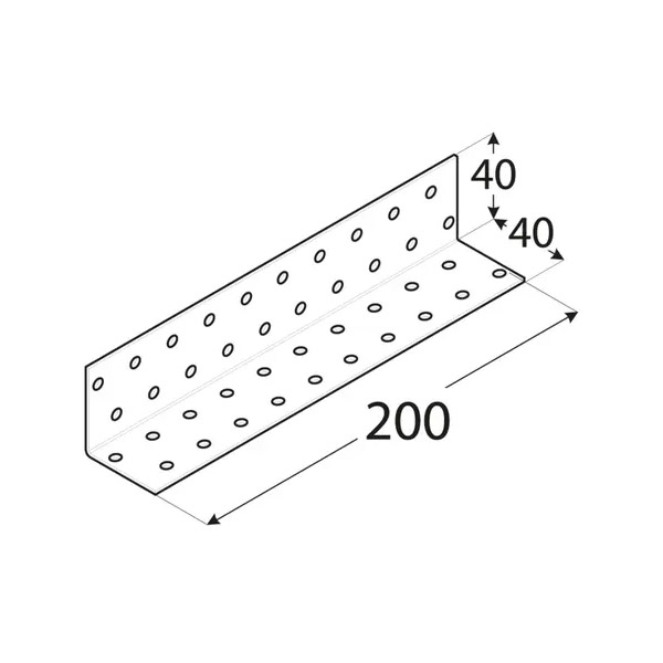 kotni veznik 40x40x200mm perforiran pocinkan