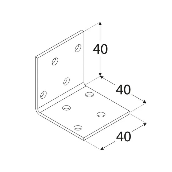 kotni veznik 40x40x40mm perforiran enakostraničen pocinkan