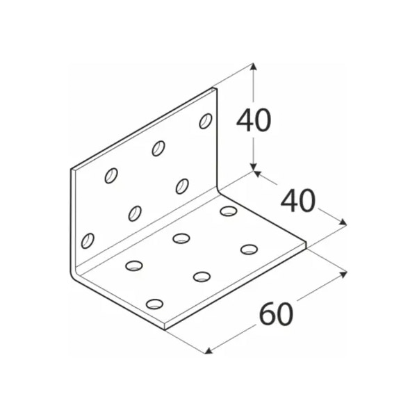 kotni veznik 40x40x60mm perforiran pocinkan