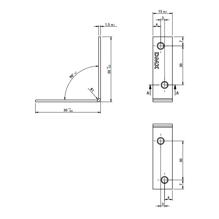 kotni veznik 50x50x15mm ojačan pocinkan