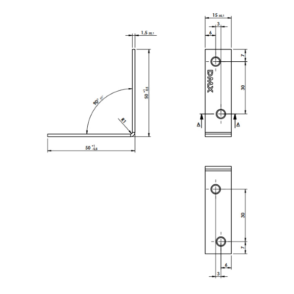 kotni veznik 50x50x15mm ojačan pocinkan