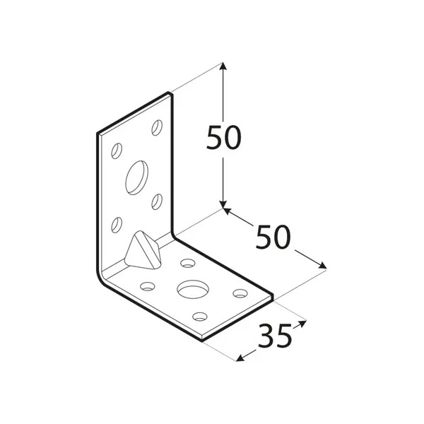 kotni veznik 50x50x35mm ojačan pocinkan