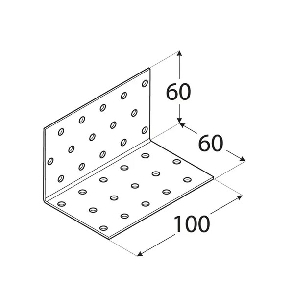 kotni veznik 60x60x100mm perforiran pocinkan