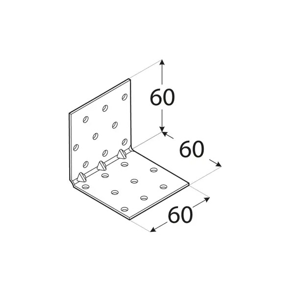 kotni veznik 60x60x60mm ojačan enakostranični pocinkan