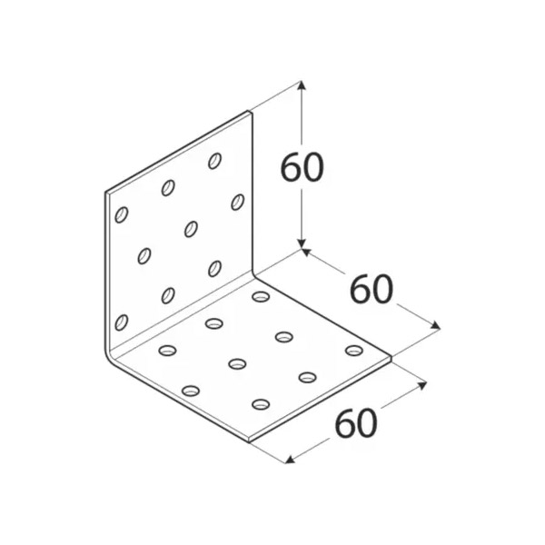 kotni veznik 60x60x60mm perforiran enakostraničen pocinkan