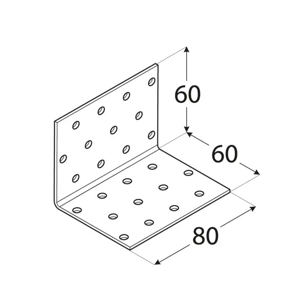 kotni veznik 60x60x80mm perforiran pocinkan