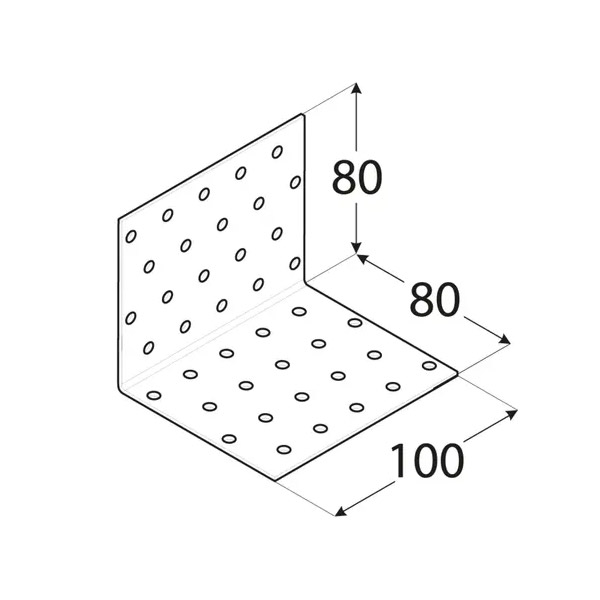 kotni veznik 80x80x100mm perforiran pocinkan