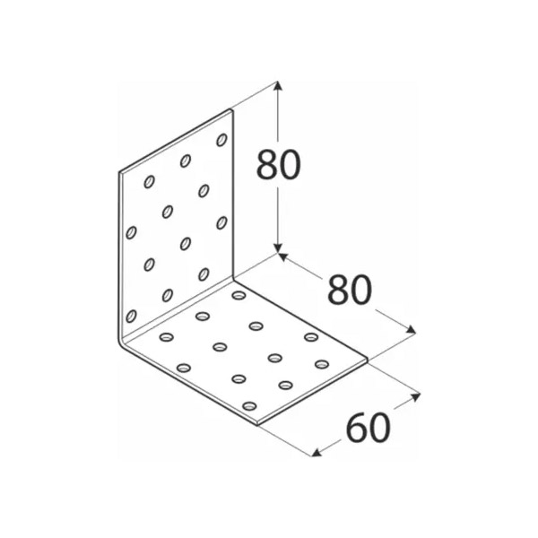 kotni veznik 80x80x60mm perforiran pocinkan