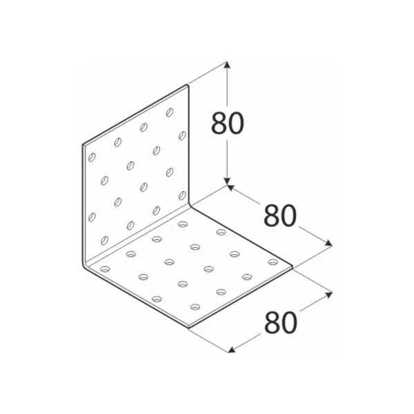 kotni veznik 80x80x80mm perforiran enakostraničen pocinkan