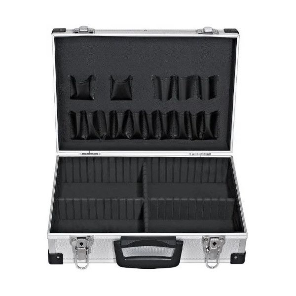 kovček za orodje aluminijast 380x260x120mm, 4 predelki
